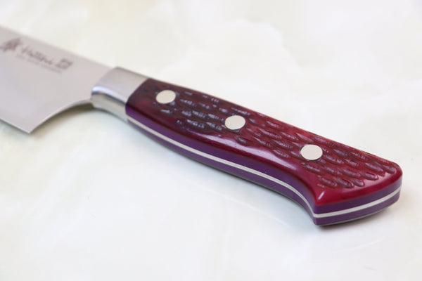 Hattori 傘 SAN-GECKO Limited Edition GECKO-3P Gyuto 210mm (8.2 Inch, Purple Color Jigged Bone Handle)