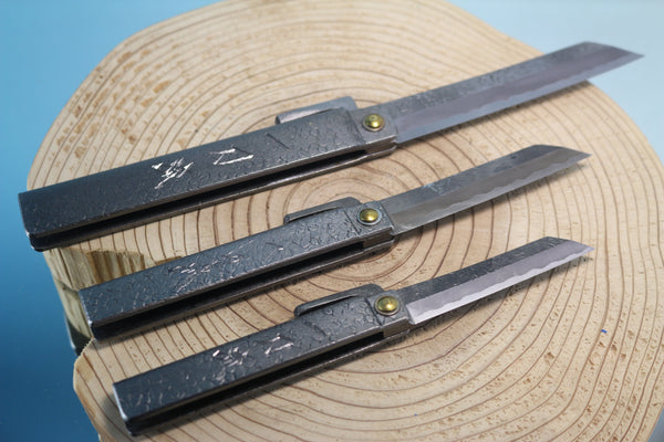 Ittoryu IM-120 Traditional Higonokami Folding Knife　肥後守、日立青紙本割込、槌目