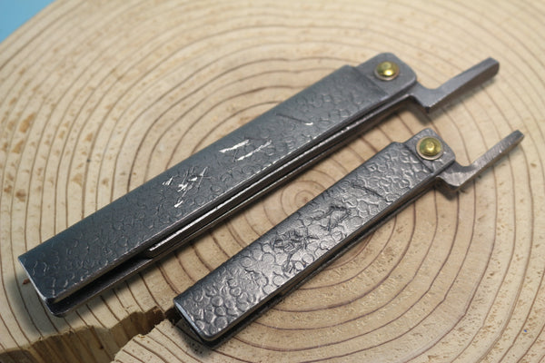 Ittoryu IM-120 Traditional Higonokami Folding Knife　肥後守、日立青紙本割込、槌目