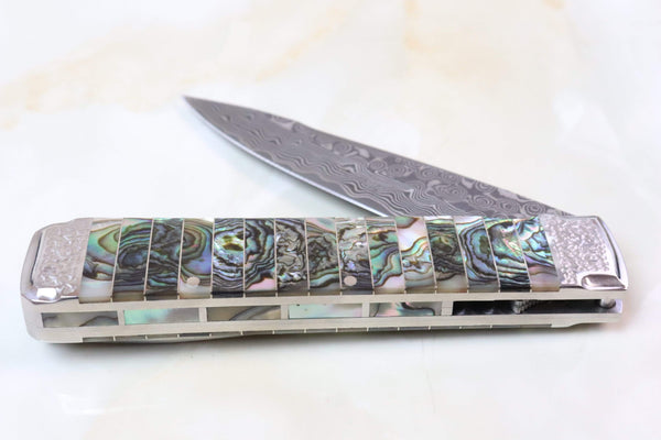 Koji Hara KH-310DA "30th Anniversary Knife, Damascus Abalone" - JapaneseKnifeDirect.Com