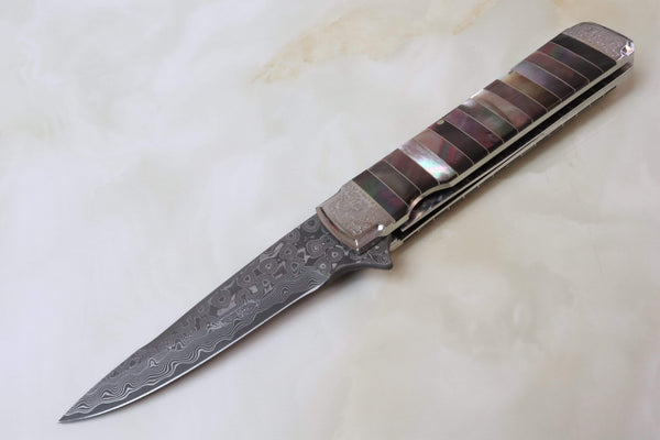 Koji Hara KH-310DB "30th Anniversary Knife, Damascus Black MOP" - JapaneseKnifeDirect.Com