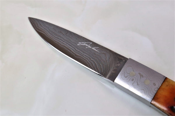 Seizo Imai SI-25 "LOVELESS City Knife",  VG-10 Damascus Blade,  Genuine Stag, Jigged Bone,  Amber Resin or Christmas Tree Resin Handle"