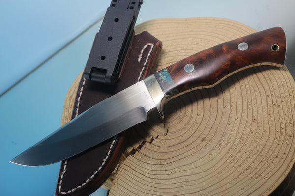 Fumio Inagaki FI-865 Quince Burl Spear Point Hunter, 5-1/4" Hitachi Premium ATS-34 Blade