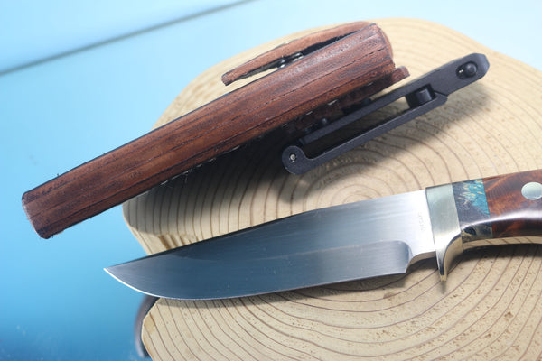 Fumio Inagaki FI-865 Quince Burl Spear Point Hunter, 5-1/4" Hitachi Premium ATS-34 Blade