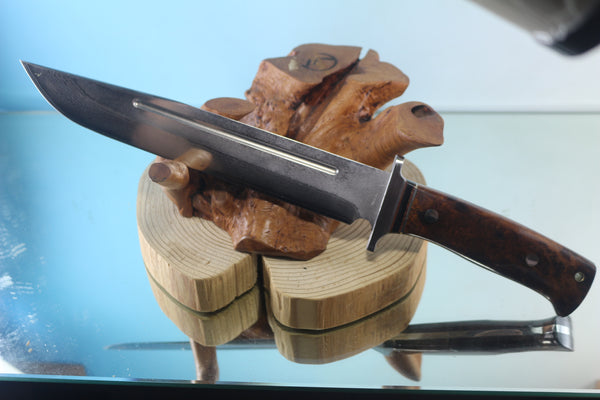 Fumio Inagaki FI-960  10-inch Big Bowie Knife. VG-10 Damascus blade with Gorgeous Premium Desert Ironwood Burl Handle