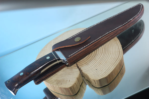 Fumio Inagaki FI-960  10-inch Big Bowie Knife. VG-10 Damascus blade with Gorgeous Premium Desert Ironwood Burl Handle