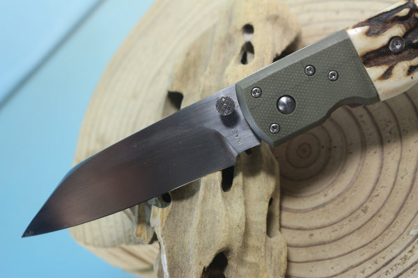Fumio Inagaki FI-130 Folding  Stag Hunter, 3-1/4" COS-25 Cobalt Special blade, Sambar Stag Handle