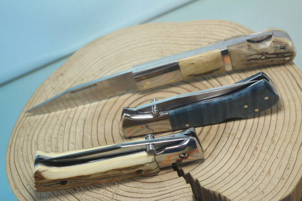 Fumio Inagaki FI-145 Premium ATS-34 Folder, Exotic Handle with Damascus Mokume-Gane Bolster