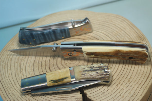 Fumio Inagaki FI-145 Premium ATS-34 Folder, Exotic Handle with Damascus Mokume-Gane Bolster