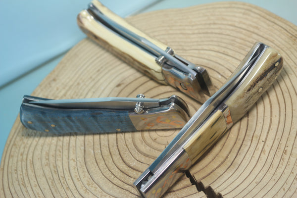 Fumio Inagaki FI-145 Premium ATS-34 Folder, Exotic Handle with Damascus Mokume-Gane Bolster
