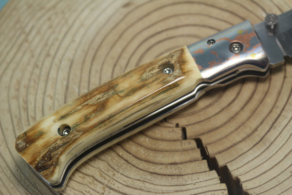 Fumio Inagaki FI-145 Premium ATS-34 Folder, Exotic Handle with Damascus Mokume-Gane Bolster