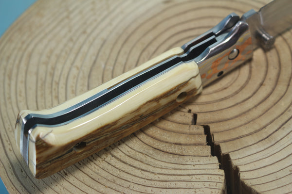 Fumio Inagaki FI-145 Premium ATS-34 Folder, Exotic Handle with Damascus Mokume-Gane Bolster