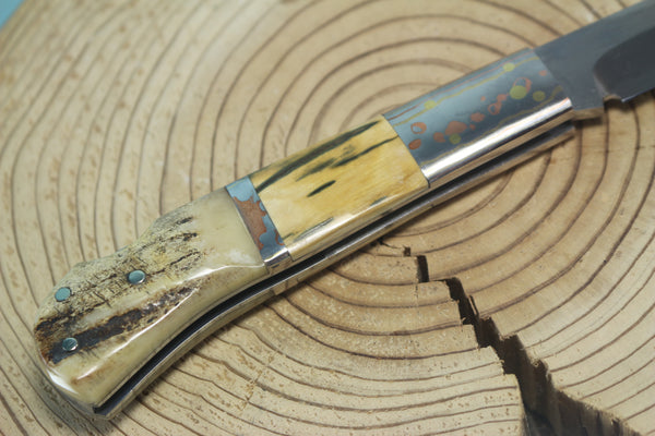Fumio Inagaki FI-145 Premium ATS-34 Folder, Exotic Handle with Damascus Mokume-Gane Bolster
