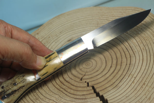 Fumio Inagaki FI-145 Premium ATS-34 Folder, Exotic Handle with Damascus Mokume-Gane Bolster