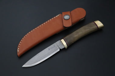 Hattori 傘 SAN Limited “Natures Edition” SAN-159 "Cowry X Damascus Damascus Utility Hunter" - JapaneseKnifeDirect.Com