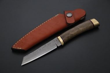 Hattori 傘 SAN Limited “Natures Edition” SAN-158 "Cowry X Damascus Classic Tanto" - JapaneseKnifeDirect.Com