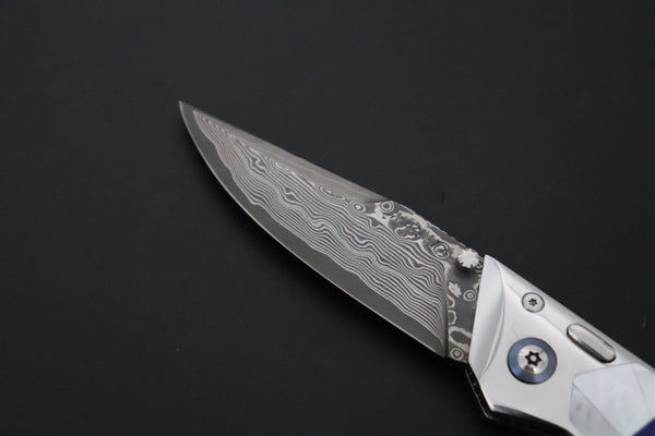 Ikuo Nagata IN-140 SPG2 Damascus Double Assisted Folder, Mosaic MOP Handle