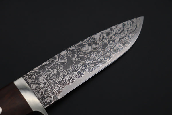 Mr. Itou  IT-600A Drop Point Hunter, 4-1/2" R-2 Damascus Blade, Premium Desert Ironwood Handle