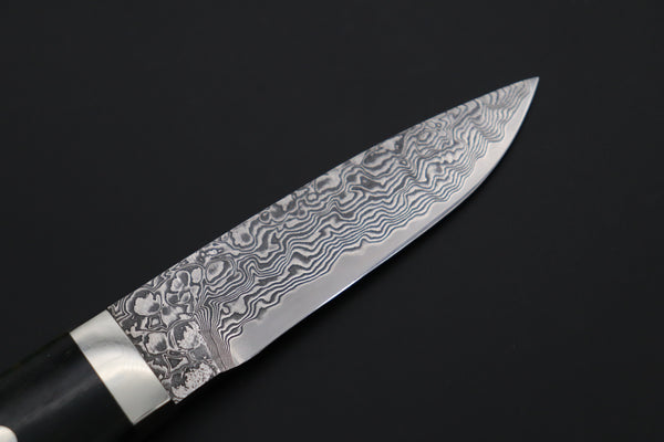 Mr. Itou  IT-610A Drop Point Utility Hunter, 3-1/2" R-2 Damascus Blade, Green Maple Burl wood Handle