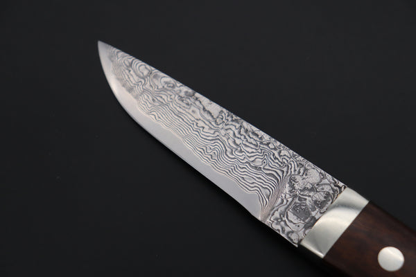 Mr. Itou  IT-420B Drop Point Utility Hunter, 3-3/4" R2 Damascus Blade, Desert Ironwood Handle