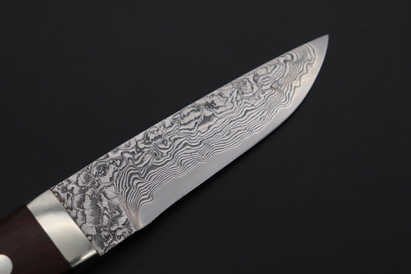 Mr. Itou  IT-420B Drop Point Utility Hunter, 3-3/4" R2 Damascus Blade, Desert Ironwood Handle