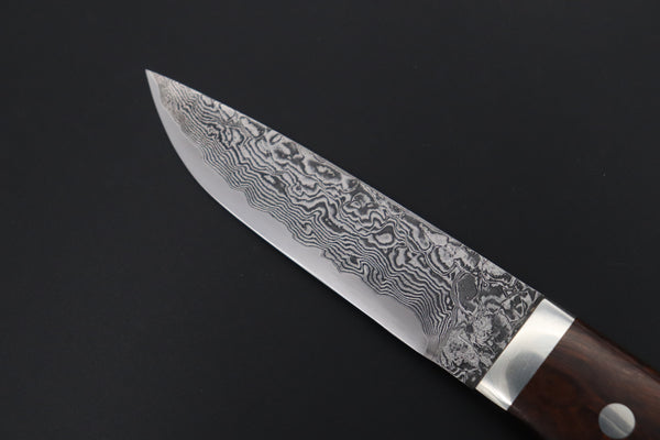 Mr. Itou  IT-620A Drop Point Utility Hunter, 3-3/4" R-2 Damascus Blade, Premium Desert Ironwood Handle