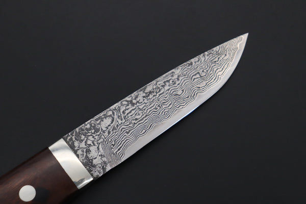 Mr. Itou  IT-620A Drop Point Utility Hunter, 3-3/4" R-2 Damascus Blade, Premium Desert Ironwood Handle