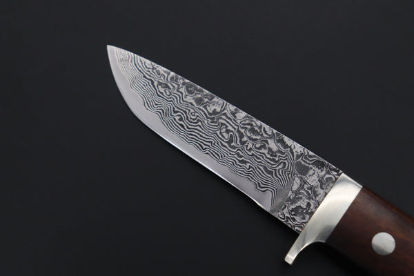 Mr. Itou  IT-590S Drop Point Hunter,  3-1/2" R2 Damascus Blade, Premium Desert Ironwood Handle