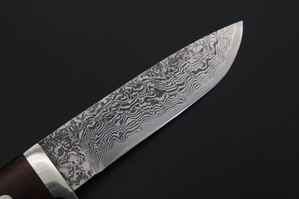 Mr. Itou  IT-590M Drop Point Hunter,  4-1/4" R-2 Damascus Blade, Premium Desert Ironwood Handle