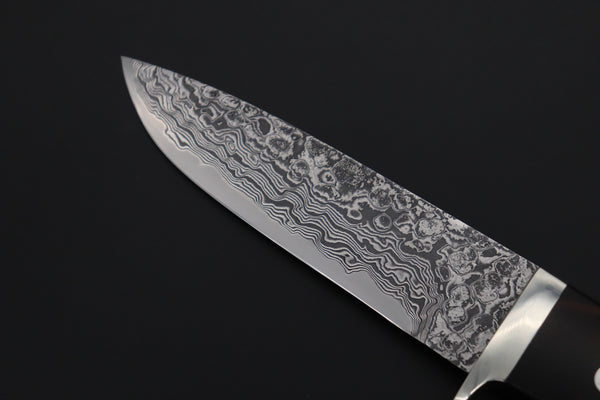 Mr. Itou  IT-590L Drop Point Hunter,  4-3/4" R-2 Damascus Blade, Premium Desert Ironwood Handle