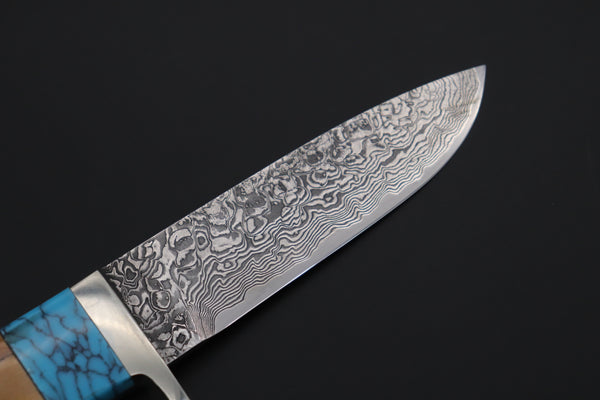 Mr. Itou  ITH-85A  "Treasure Hunter Series" Custom R-2 Damascus 4-1/4" Drop-point Hunter, Mammoth Tusk Ivory Handle