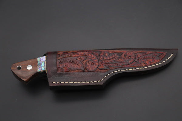 Mr. Itou  ITH-85B  "Treasure Hunter Series" Custom R-2 Damascus 4-1/4" Drop-point Hunter, Blue Mammoth Tusk  Ivory Handle