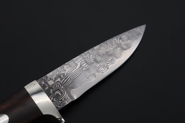 Mr. Itou  IT-490B Drop Point Hunter, 3" R-2 Damascus Blade, Desert Ironwood Handle