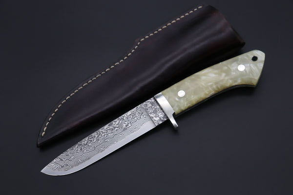 Mr. Itou  IT-530B Drop Point Hunter, 5" R-2 Damascus Blade, Hybrid Resin Handle