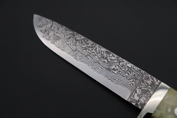 Mr. Itou  IT-530B Drop Point Hunter, 5" R-2 Damascus Blade, Hybrid Resin Handle