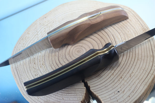 Fumio Inagaki FI-105 GERBER Folding Hunter Replica, Lockback Folders, Hitachi ATS-34 or Solid VG-10 Blade, Ebony or Walnut wood Handle