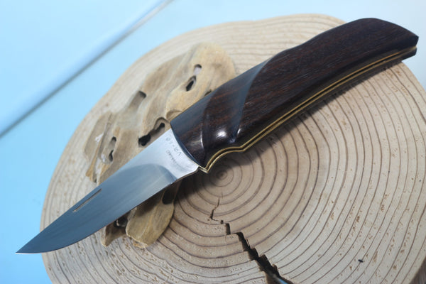 Fumio Inagaki FI-105 GERBER Folding Hunter Replica, Lockback Folders, Hitachi ATS-34 or Solid VG-10 Blade, Ebony or Walnut wood Handle