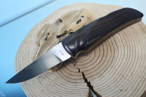 Fumio Inagaki FI-105 GERBER Folding Hunter Replica, Lockback Folders, Hitachi ATS-34 or Solid VG-10 Blade, Ebony or Walnut wood Handle