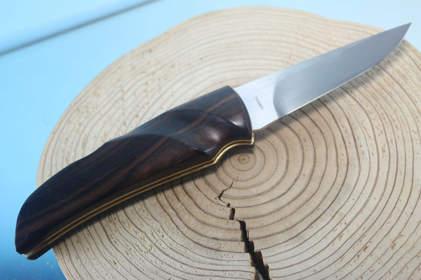 Fumio Inagaki FI-105 GERBER Folding Hunter Replica, Lockback Folders, Hitachi ATS-34 or Solid VG-10 Blade, Ebony or Walnut wood Handle