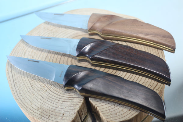 Fumio Inagaki FI-105 GERBER Folding Hunter Replica, Lockback Folders, Hitachi ATS-34 or Solid VG-10 Blade, Ebony or Walnut wood Handle