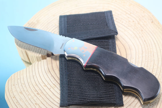 Fumio Inagaki FI-110 GERBER Magnum Hunter Replica, Lock back Folders, SHSS Hamaguri-ba Blade, African Black wood Handle