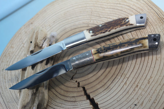 Fumio Inagaki FI-115 Slim Utility Folding Knife, Lockback Folders, Sold VG-10 Blade, Mammoth Ivory or Stag Handle - JapaneseKnifeDirect.Com