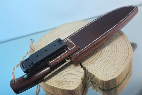 Fumio Inagaki FI-130   7" VG-10 Damascus Drop Point Camper, Japanese Tagayasan wood Handle