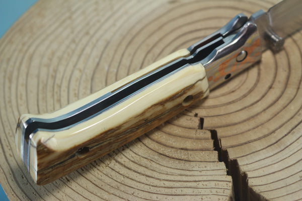 Fumio Inagaki FI-145 Premium ATS-34 Folder, Exotic Handle with Damascus Mokume-Gane Bolster