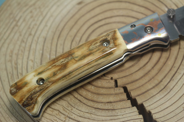Fumio Inagaki FI-145 Premium ATS-34 Folder, Exotic Handle with Damascus Mokume-Gane Bolster