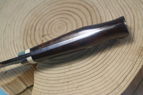 Fumio Inagaki FI-150 VG-10 Damascus Hunter, Exotic Wooden Handle