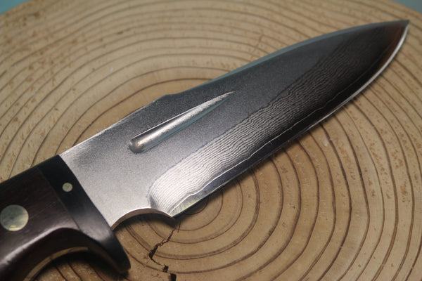 Fumio Inagaki FI-150 VG-10 Damascus Hunter, Exotic Wooden Handle