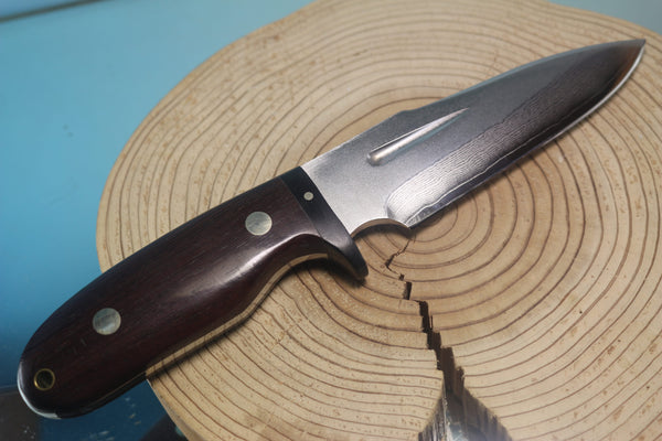 Fumio Inagaki FI-150 VG-10 Damascus Hunter, Exotic Wooden Handle