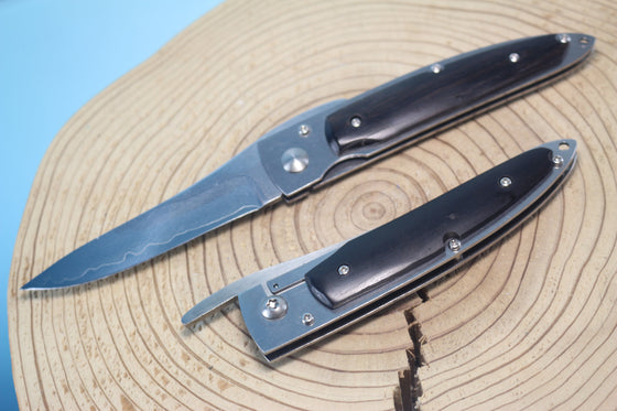 Fumio Inagaki FI-500 Higonokami Liner Lock Folder, ATS-34 blade and VG-10 Damascus blade