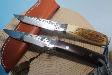 Fumio Inagaki FI-520 ZDP Damascus Utility Hunter, 4" Hitachi ZDP-189 Premium Powdered Damacus steel Blade